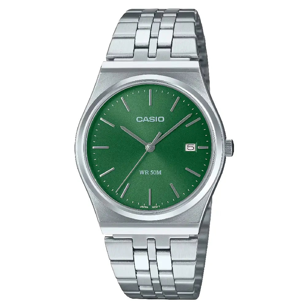 Casio Collection Analog MTP-B145D-3AVDF Green Dial Stainless Steel Men's Watch