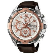 Casio Edifice EFR-539L-7AVUDF 3D dial men's watch silver dial leather strap