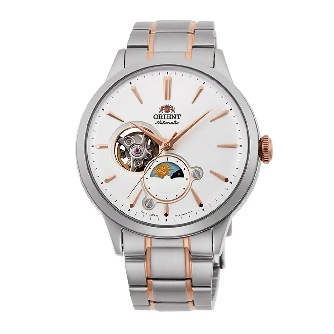 Orient Classic Sun & Moon Open Heart RA-AS0101S30B  White Dial Stainless Steel Men's Watch