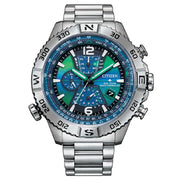 Citizen Promaster Navihawk AT8220-55W blue green dial stainless steel men's watch