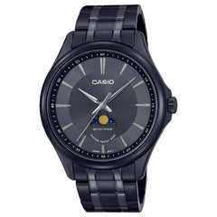 Casio Enticer MTP-M100B-1AVDF Moon Phase Analog Black Dial Stainless Steel Men's Watch