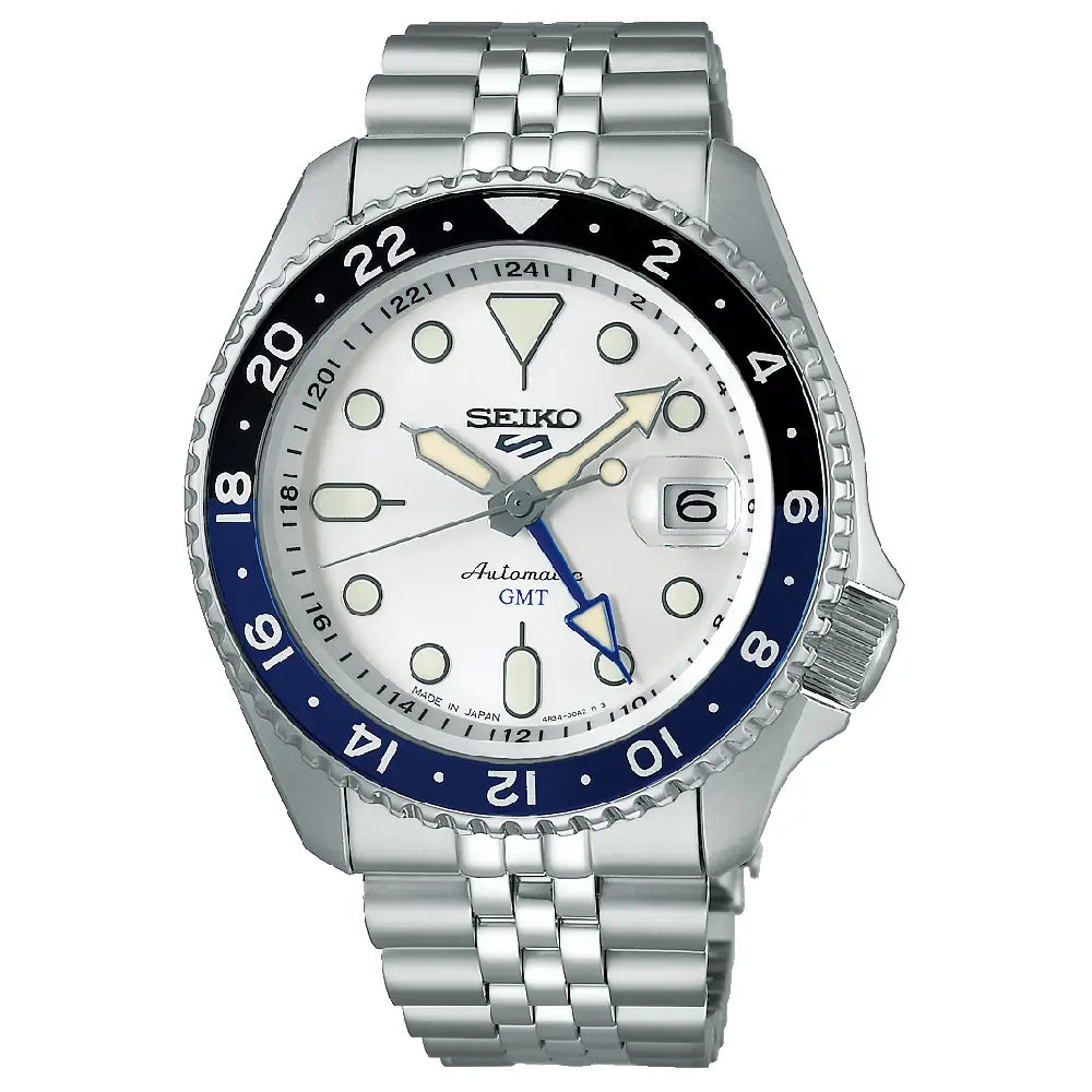 Seiko 5 Sports GMT SBSC017 (SSK033) (Made in Japan) White Dial 42.5mm Stainless Steel Men's Watch