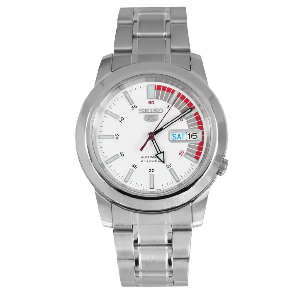 Seiko 5 SNKK25K1 Automatic 21 Jewels White Dial Stainless Steel Men's Watch