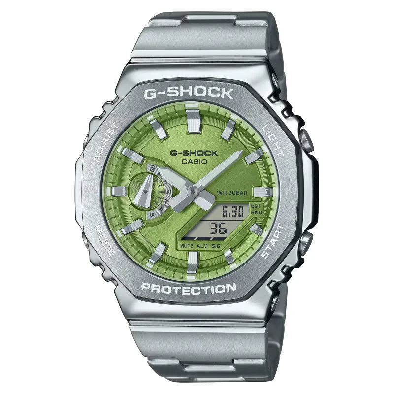 Casio G-Shock G-Steel GM-2110D-3ADR Green Dial Stainless Steel Men's Watch