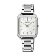 Seiko Essentials SWR073P1 Square Case White Dial 26.0mm Stainless Steel Women's Wacth