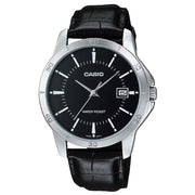 Casio Enticer MTP-V004L-1AUDF Date Analog Black Dial Leather Strap Men's Watch