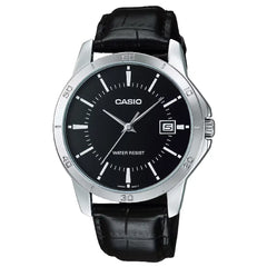 Casio Enticer MTP-V004L-1AUDF Date Analog Black Dial Leather Strap Men's Watch