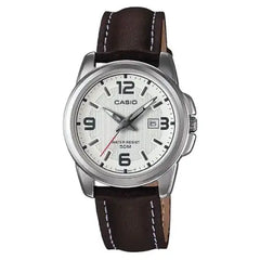 Casio Enticer Ladies Analog LTP-1314L-7AVDF White Dial Leather Strap Women's Watch