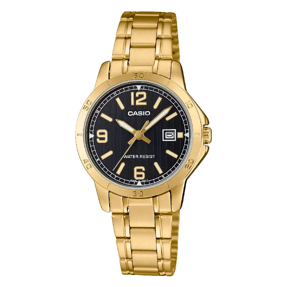 Casio Enticer Ladies Analog LTP-V004G-1BUDF Black Dial Stainless Steel Women's Watch