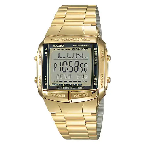 Casio Vintage Digital DB-360G-9ADF Gold Dial Stainless Steel Unisex Watch