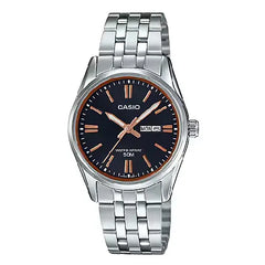 Casio Enticer Ladies Analog LTP-1335D-1A2VDF Black Dial Stainless Steel Women's Watch