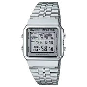 Casio Vintage Digital A500WA-7DF World Time Grey Dial Stainless Steel Unisex Watch