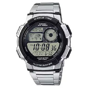 Casio World Time Digital AE-1000WD-1AVDF Black Dial Stainless Steel Men's Watch