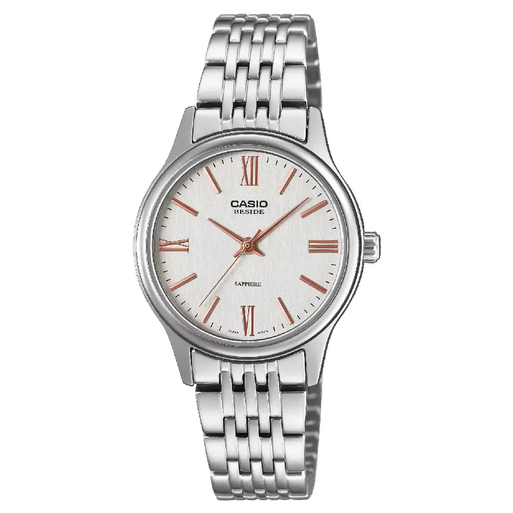 Casio BESIDE BLS-100D-7A women’s watch white dial 28.2mm stainless steel sapphire glass