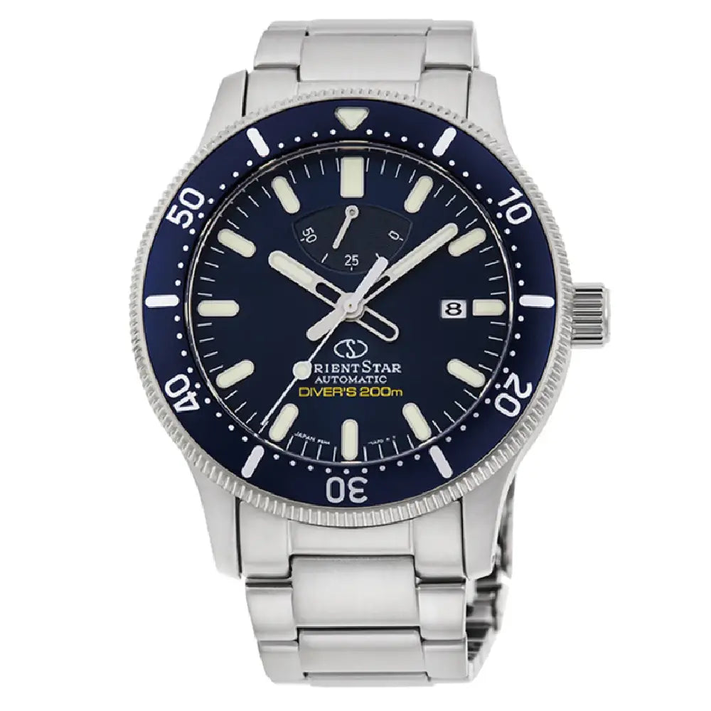 Orient Star RE-AU0302 Sports Automatic Power Reserve Date Function Blue Dial Stainless Steel Men's Watch
