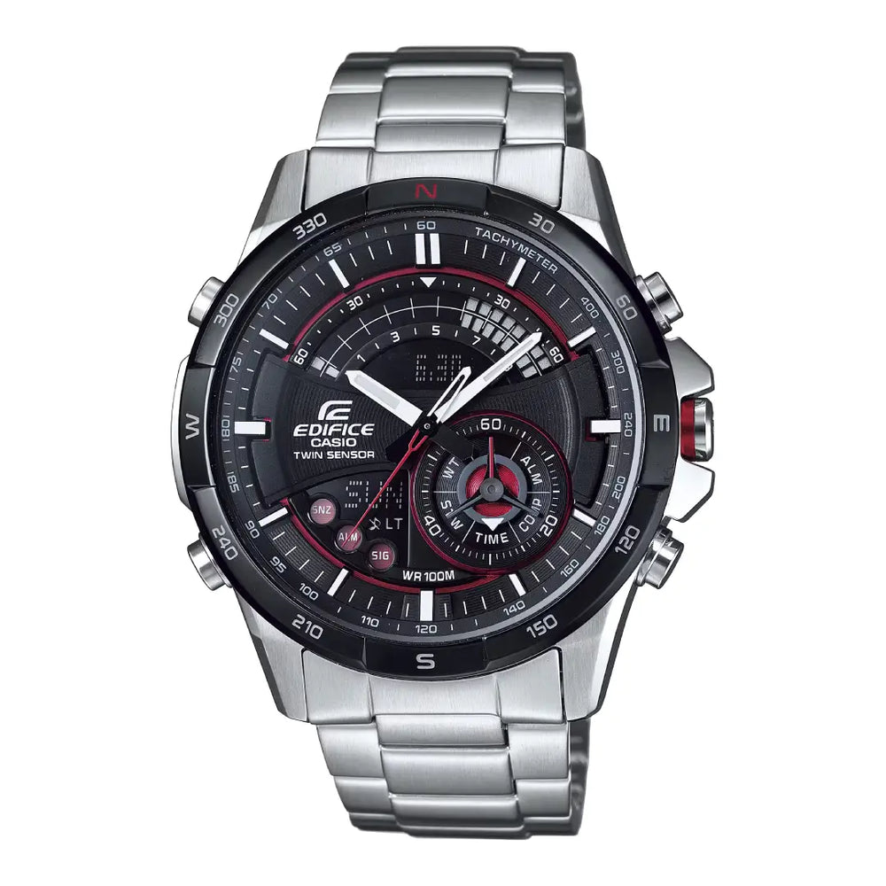 Casio Edifice ERA-200DB-1A9DR - Compass & Thermometer - Black Dial Stainless Steel Men's Watch