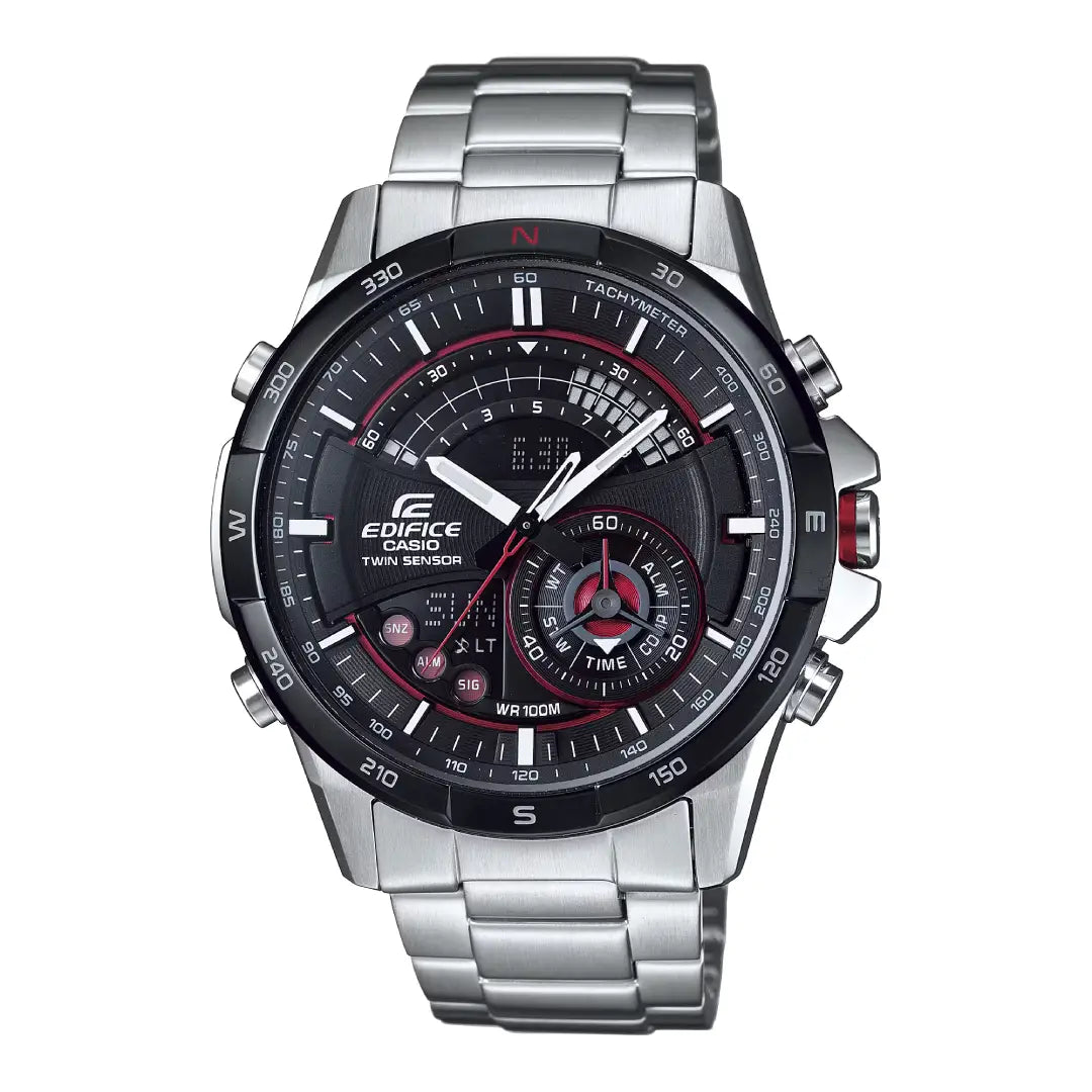 Casio Edifice ERA-200DB-1A9DR - Compass & Thermometer - Black Dial Stainless Steel Men's Watch