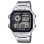Casio World Time Digital AE-1200WHD-1AVDF Grey/Black Dial Digital and Analog Stainless Steel Men's Watch