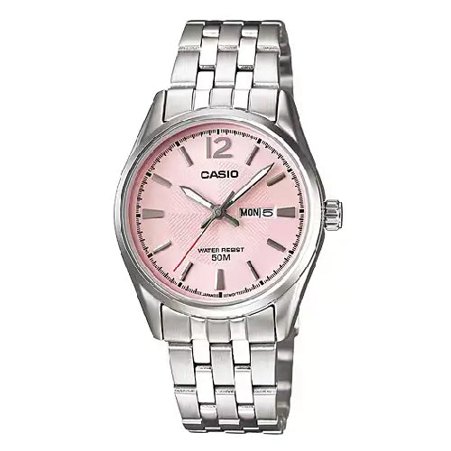 Casio Enticer Ladies Analog LTP-1335D-5AVDF Pink Dial Stainless Steel Women's Watch