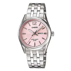 Casio Enticer Ladies Analog LTP-1335D-5AVDF Pink Dial Stainless Steel Women's Watch