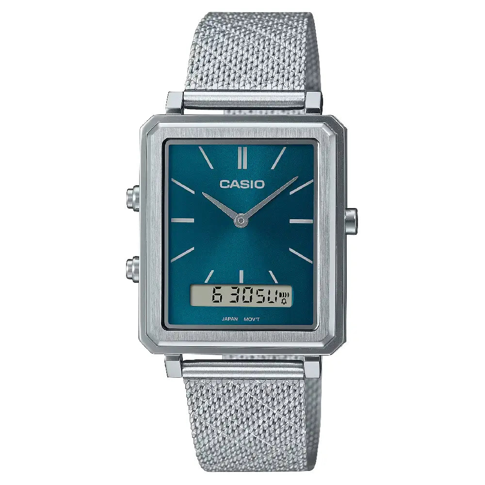 Casio Collection MTP-B205M-3EDF Analog Digital Blue Dial Stainless Steel Men's Watch