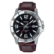 Casio Enticer Analog MTP-VD01L-1BVUDF Black Dial Leather Strap Men's Watch