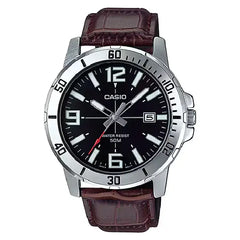 Casio Enticer Analog MTP-VD01L-1BVUDF Black Dial Leather Strap Men's Watch