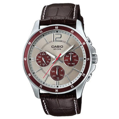 Casio Collection Analog MTP-1374L-7A1VDF Beige Dial Leather Strap Men's Watch