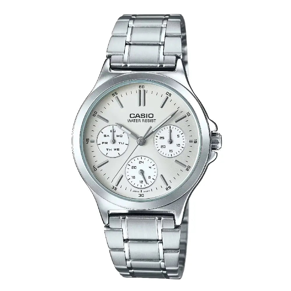 Casio Enticer Ladies LTP-V300D-7AUDF Multi-hand Analog Silver Dial Stainless Steel Women's Watch