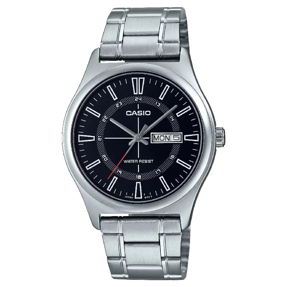 Casio Enticer MTP-V006D-1CUDF Day Date Analog Black Dial Stainless Steel Men's Watch