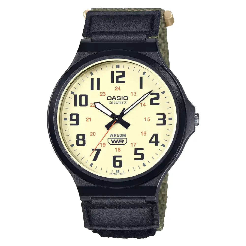 Casio Standard Analog MW-240B-3BVDF Beige Dial Nylon strap Men's Watch