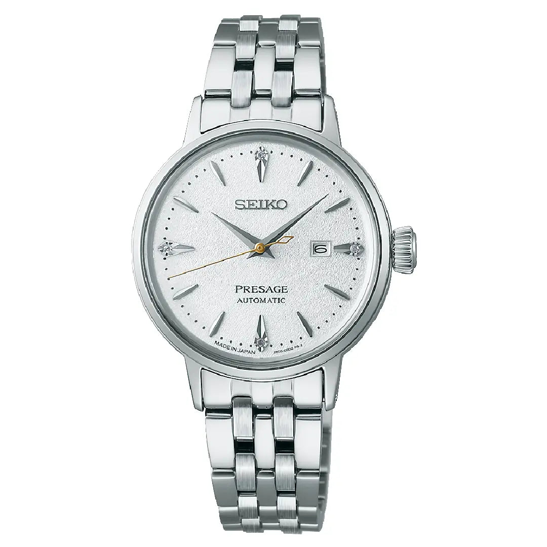 Seiko Presage SRE017 Cocktail Time Automatic "Hot Buttered Rum" White Dial 30.3mm Stainless Steel Women's Watch
