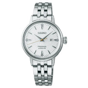 Seiko Presage SRE017 Cocktail Time Automatic "Hot Buttered Rum" White Dial 30.3mm Stainless Steel Women's Watch (Includes Diamond Certificate)