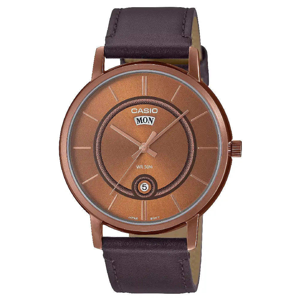 Casio Collection Analog MTP-B120RL-5AVDF Brown Dial Leather Strap Men's Watch