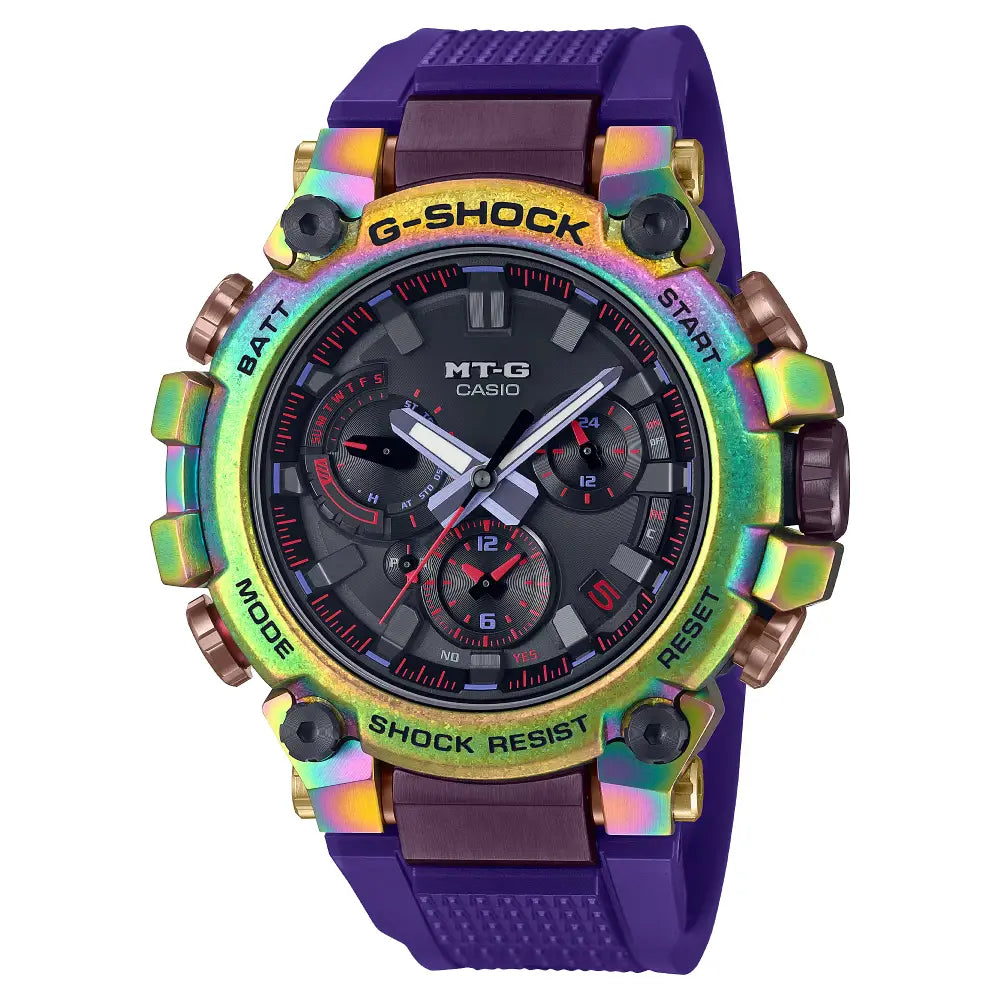 Casio G Shock MTG-B3000PRB-1A Analog Tough Solar Multi-Band 6 Multi-Color Dial Resin Strap Men's Watch