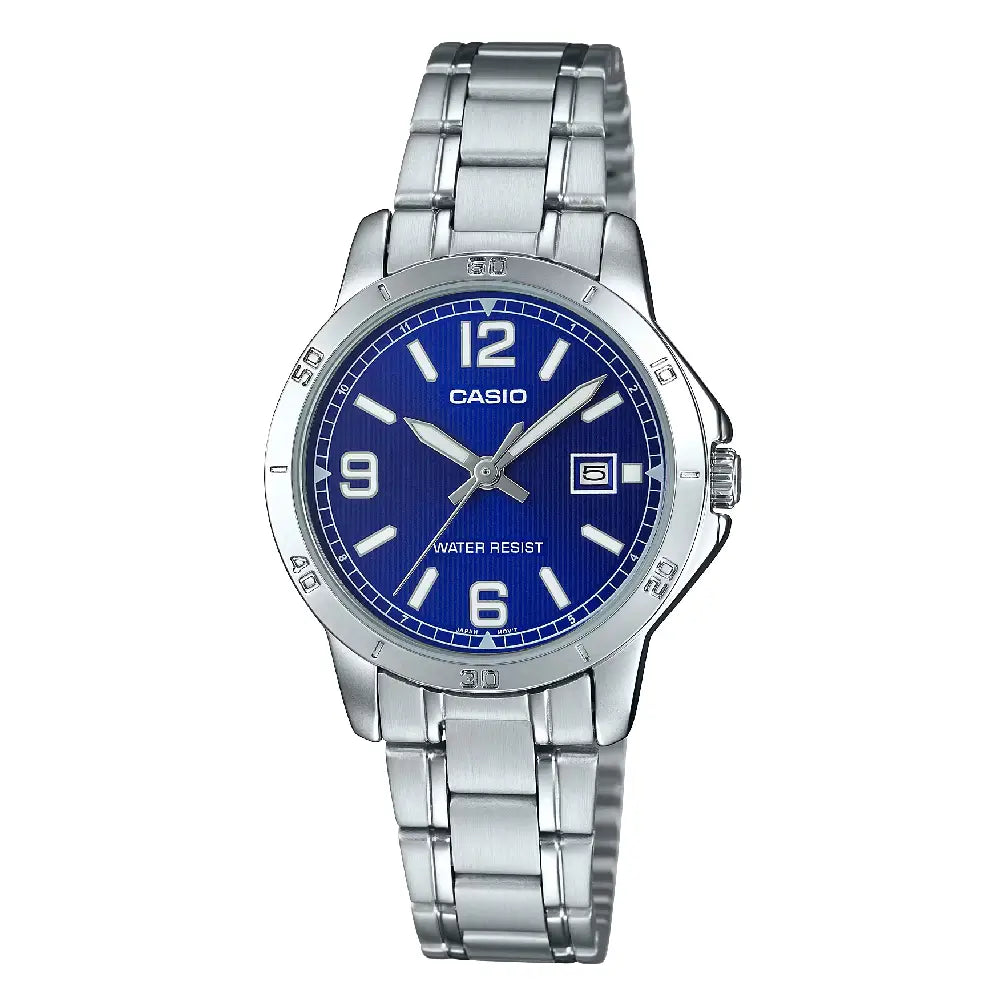 Casio Enticer Ladies Analog LTP-V004D-2BUDF Blue Dial Stainless Steel Women's Watch