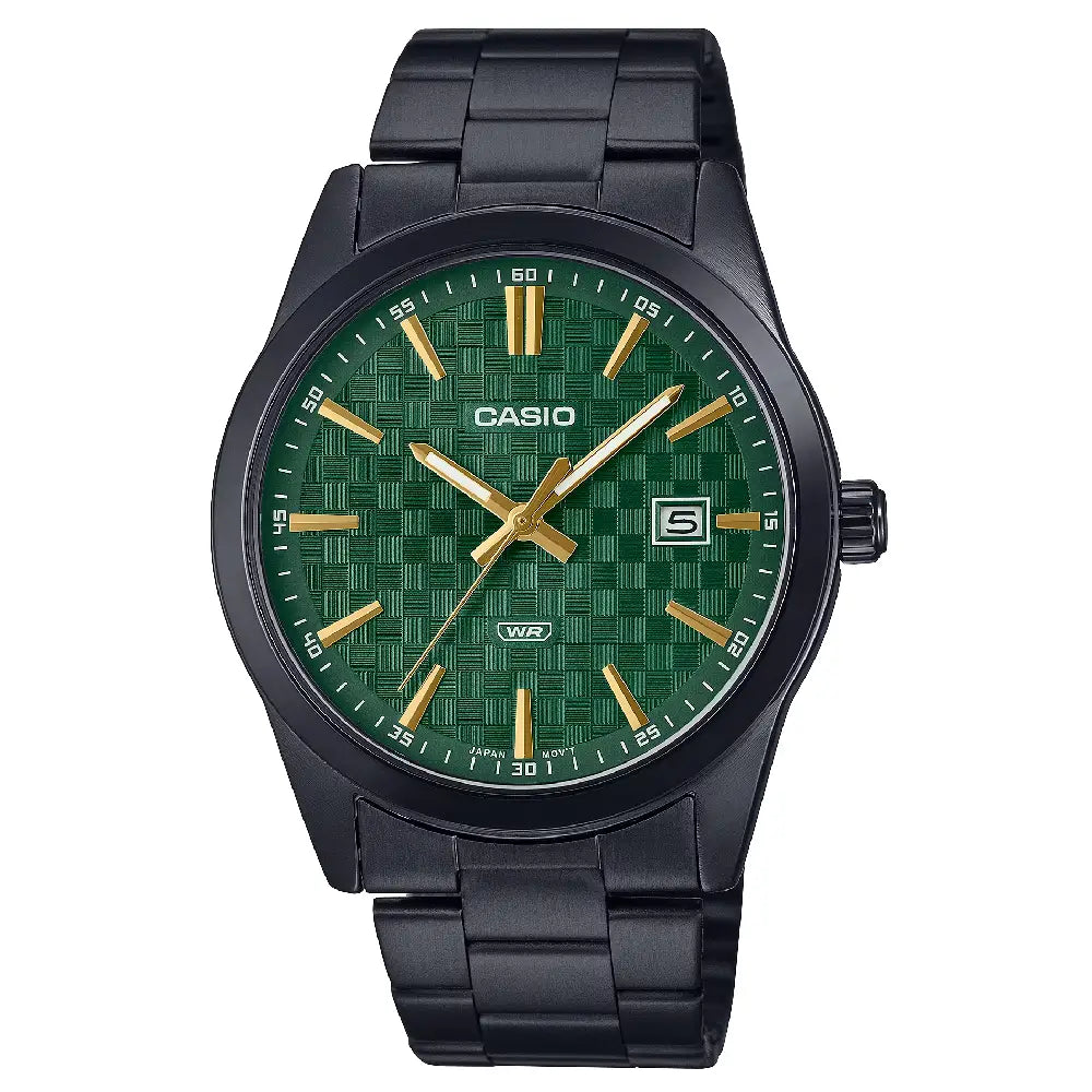 Casio Enticer MTP-VD03B-3AUDF Date Analog Green Dial Stainless Steel Men's Watch