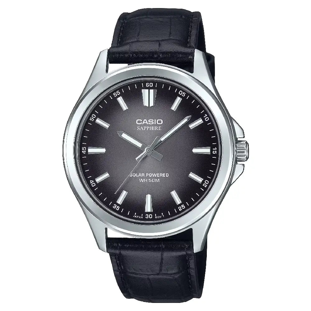 Casio Standard Analog Solar MTP-RS100L-1AVDF Black Dial Leather Strap Men's Watch