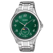 Casio Classic MTP-M110D-3A Analog (New Model) Moon Phase Green Dial Stainless Steel Men's Watch