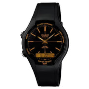 Casio Analog-Digital AW-90H-9EVDF Gold Dial Resin Strap Unisex Watch