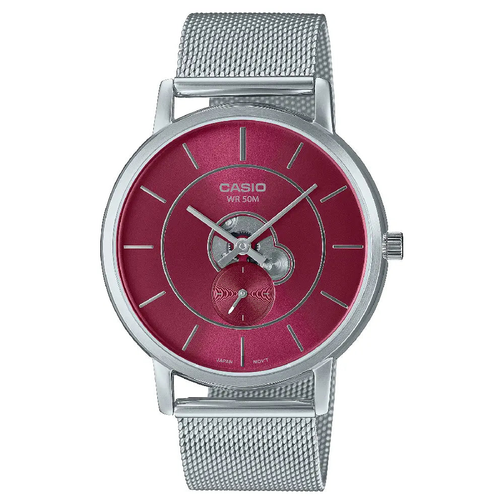 Casio Collection Analog MTP-B130M-4AVDF Burgundy Dial Stainless Steel Men's Watch