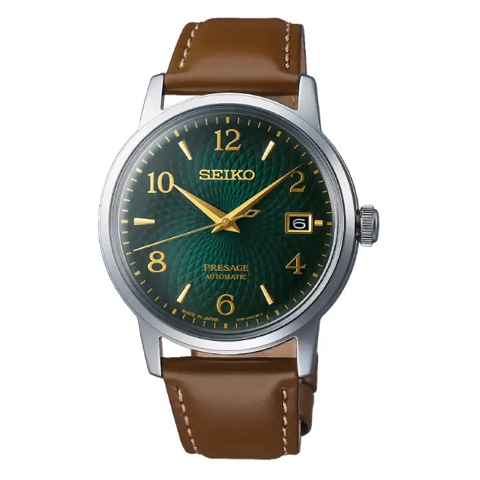 Seiko Presage SRPE45J1 Cocktail Time Automatic Green Dial Leather Strap Men's Watch