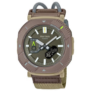 Casio ProTrek PRJ-B001B-5DR Analog-Digital Solar Bluetooth "Rotary Guard" Brown Dial Cloth Bungee Strap Men's Watch