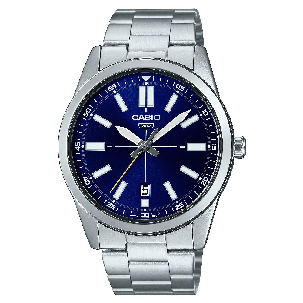 Casio Enticer MTP-VD02D-2EUDF Date Analog Blue Dial Stainless Steel Men's Watch