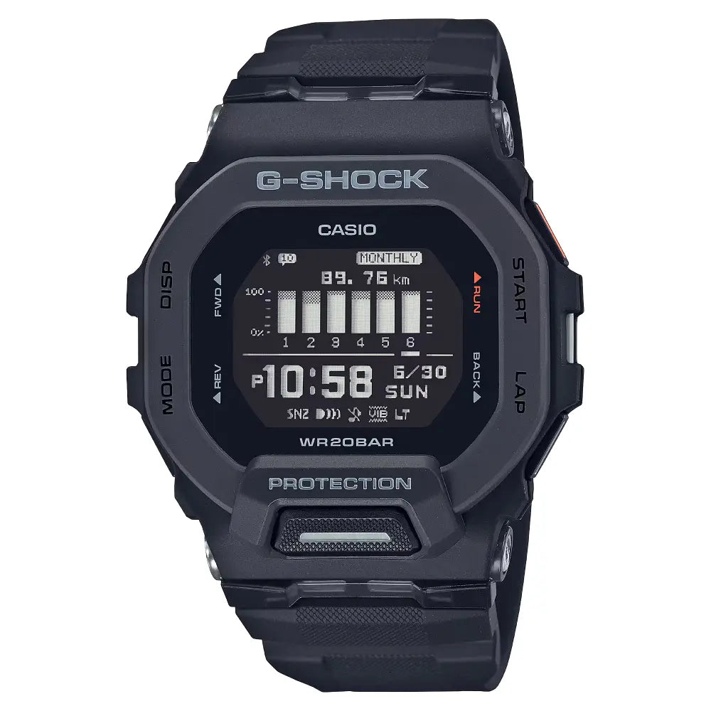 Casio G Shock G-SQUAD GBD-200-1E Digital Smartwatch Black Dial Resin Strap Men's Watch