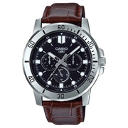 Casio Enticer MTP-VD300L-1EUDF Multifunction Black Dial Leather Strap Men's Watch