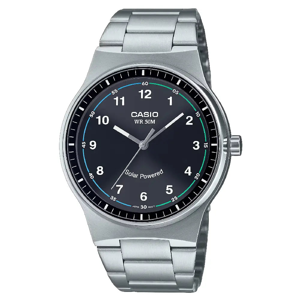 Casio Enticer MTP-RS105D-1BVDF Solar Powered Analog Black Dial Stainless Steel Men's Watch