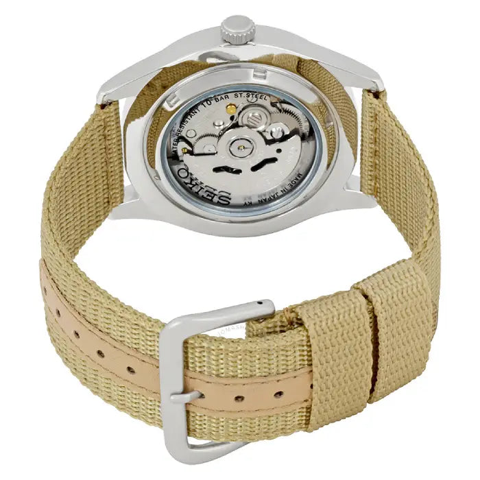 Seiko 5 Sports Military 42 Automatic SNZG07J1 Cream Dial Nylon Strap Men's Watch