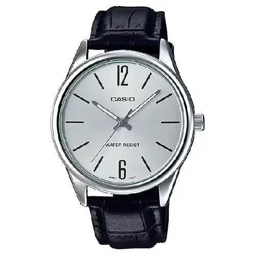 Casio Enticer MTP-V005L-7BUDF Classic Analog Silver Dial Leather Strap Men's Watch