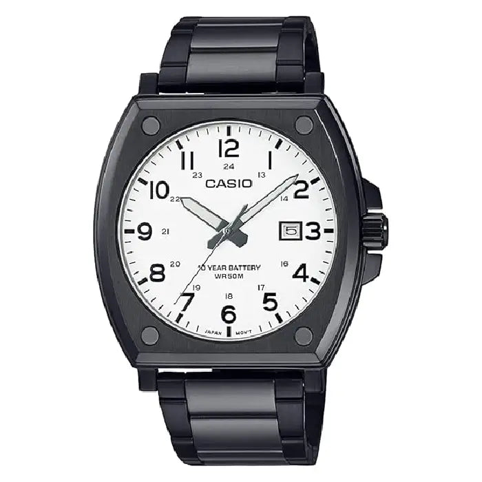 Casio Enticer MTP-E715D-7AVDF Date Analog White Dial Stainless Steel Men's Watch